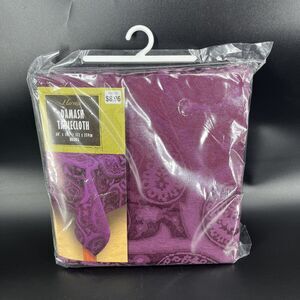 Harvest Paisley Damask Tablecloth 60 x 102" Oblong Vintage Wal-mart Plum Purple